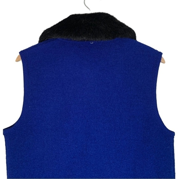 Vintage Lisa International Y2k Faux Fur Wool Vest Size Medium Blue - Picture 5 of 10